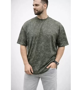 Erkek Premium Tişört OSY Yumuşak Dokulu Yıkamalı Oversize T-Shirt - Haki
