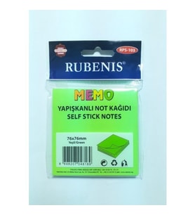 Rubenis Yeşil 76X76 Yapışkanlı Not Kağıdı