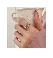 Kadın Gümüş Kaplama Zirkon Taşlı Kalp Fiyonk Yüzük (Pembe)