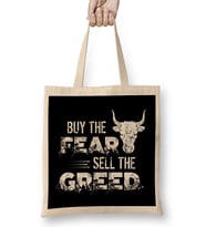 Vintage Buy The Fear Sell The Greed Investing Bez Çanta Uzun Saplı