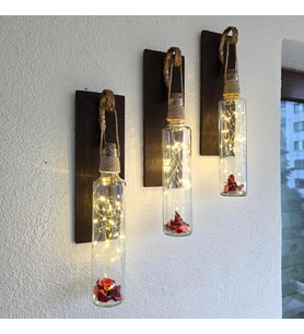 Öğretmenler Günü , Dekoratif Led Işıklı, Şişe Model Ceviz, Duvar Dekor, Üçlü Set