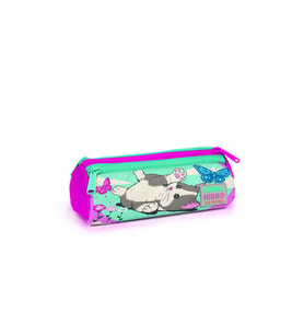 Coral High Kids Su Yeşili Pembe Kedi Desenli Üç Bölmeli Kalem Çantası 22007