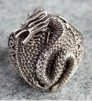 Game of Thrones Targaryen Ejderhası Şekilli Erkek Yüzük Gümüş Kaplama Ayarlanabilir El Yapımı Yüzük