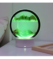 3D Cam Hareketli Ledli Dekoratif Kum Saati Yeşil Renk (Çok Renkli)
