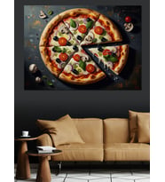Taze Domatesli Ve Kekikli Pizza Dekoratif Kanvas - Mdf Ahşap Tablo