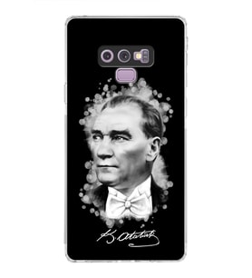 Samsung Galaxy Note 9 Uyumlu Kamera Korumalı Kapak Atatürk Tasarımlı  Şeffaf  Kılıf