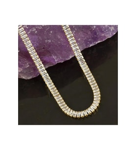 4 mm Baget Taşlı Zirkon Lüks Çelik Kolye (Sarı)
