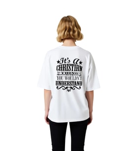 Kadın Oversize Grafik Baskılı Tişört İman Mesajlı Vintage Stil Rahat Kesim Günlük Giyim Modern Şık