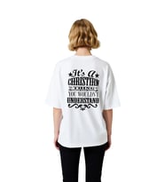 Kadın Oversize Grafik Baskılı Tişört İman Mesajlı Vintage Stil Rahat Kesim Günlük Giyim Modern Şık