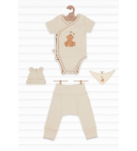 tinylamb FLUFFY BEAR Organik Pamuk Penye Yeni Doğan Mini Set v2 - 4 Parça