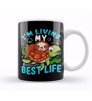 Cute Sloth & Turtle I'm Living My Best Life Animal Kupa Bardak Porselen