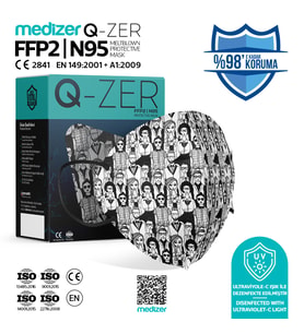 Qzer İnsanlar Desenli FFP2 N95 Maske - 30 Adet