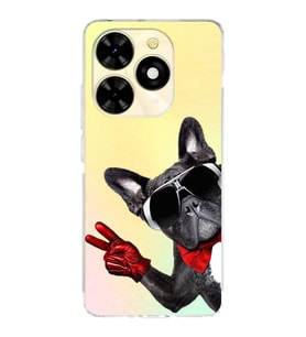 PrintiFy Tecno Spark Go 2023 ile Uyumlu Köpek 2 Kamera Korumalı Şeffaf Kılıf