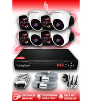 BAYICAM 8 Kameralı Panda 4 İç Kamera Set HDD'siz Full HD Gece Görüşlü Güvenlik Kamerası Sistemi