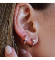 Crtr Modeli Rose Gold Kaplama Halka Gümüş Küpe