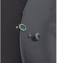 925 Ayar Gümüş Oval Zümrüt Model Küpe