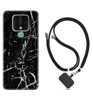 Tecno Camon 16 18P Pova Kılıf Boyun Askılı Silikon Black Marble 3 1382