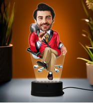Doğum Günü Hediyesi,Sevgiliye Hediye, Kişiye Özel Fotoğraflı Patron Karikatür 3D Led Lamba (Beyaz)
