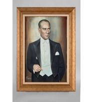 Altın Varaklı Paspartulu Çerçeveli Atatürk Tablo sd221