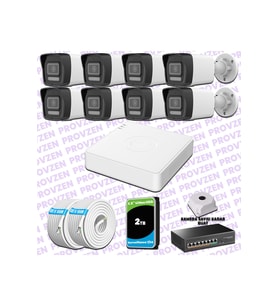 Provzen Hikvision 8 IP 4MP Hibrit ColorVu Güvenlik Kamerası Seti Olay Anında bildirim