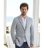 Dufy İndigo Erkek Slim Fit Armürlü Mono Yaka Ceket - 104434