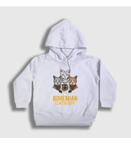 Presmono Unisex Çocuk Beyaz Bohemian Catsody Queen Kedili Kapüşonlu Sweatshirt 422989tt (Beyaz)