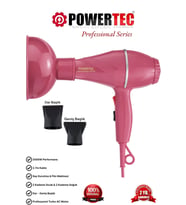 Powertec TR-501+Renkli Hacimlendirici Difüzör Başlıklı Profesyonel Saç Kurutma ve Fön Makinesi Pembe Renk