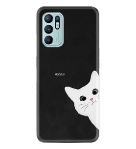 Oppo Reno 6 Kılıf Resimli Desenli Silikon Platinium Series Çılgın Kedi 1895