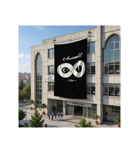 Unutmadık Yazılı Sonsuz İşaretli Atatürk Anma Bayrağı Poster Bayrak Raşel Kumaş 6x9 metre ATA48