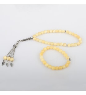 KUTULU 33 LÜ TESBİH BİLEKLİK SETİ KALSİT TAŞI