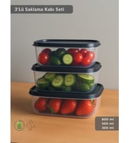 Dikdörtgen 3'Lü Saklama Kabı Bpa Free Derin Dondurucu için Uygun Beslenme Kabı 800-500-300 ml