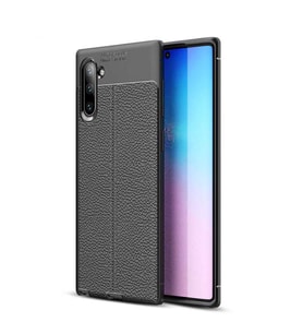 Samsung Galaxy Note 10 Kılıf Deri Tarzı Niss Silikon Case (Siyah)