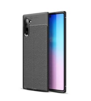 Samsung Galaxy Note 10 Kılıf Deri Tarzı Niss Silikon Case (Siyah)