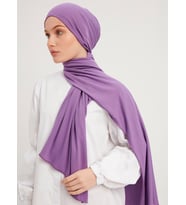 Likralı Penye Şal - Menekşe