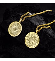 925 Ayar Gümüş Altın Kaplama Fatiha Ve Süleyman Mührü Çift Dua Kolye (Gold)