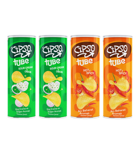 Cipso Tube Acı Baharat ve Ekşi Krema ve Sogan Aromalı Cips 160 gr x 4 Adet
