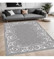 Rovigo Home Dijital Baskı Yıkanabilir Kaymaz Taban Salon Halısı Ve Yolluk RV011-FNL265 (Gri)