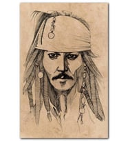 Cakatablo Kaptan Jack Sparrow Karakalem Portre MDF Tablo