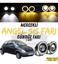 Ford Ka 1996-2008 Uyumlu Mercekli Angel Sis Farı Metal 76 mm Sarı Halkalı Gündüz Farı 2 Adet