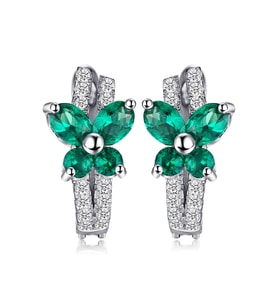 Zümrüt Taşlı Işıltılı Diamond Fiyonk Kelebek Kadın Gümüş Küpe (Yeşil - Beyaz - Mavi - Kahve)