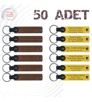 A Kahve & Sarı, Oyuncak Mağazası Müşterilerine Teşekkür, 50’li Set, İsim Yazılabilen Anahtarlık