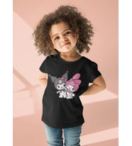 Kuromi Ve Melody Baskılı Unisex Çizgi Film Çocuk Tişört (1-12 Yaş)