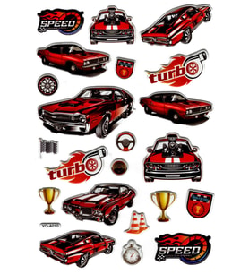 Sticker Kabartmalı Stiker Defter Planlayıcı Etiket (YQA010)-20x14cm - Klasik Araba Turbo