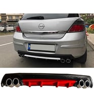 Opel Astra H Kırmızı Difüzör Çiftli Yuvarlak Egzoz Görünümlü D Tip Difizör 2004 - 2009