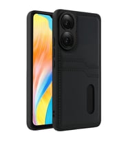 Oppo A38 Sara Kartvizitli Deri Kılıf - Siyah