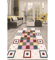Dijital Kaymaz Taban Yıkanabilir Modern Renkli Salon Halısı Mutfak Halısı Yolluk ND-HT-568 (Bej)