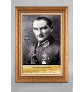 EV İŞYERİ OFİS İÇİN ALTIN ÇERÇEVELİ PASPARTULU ATATÜRK TABLO S145