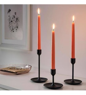 Bozkurt Konik Şamdan Mum Fener Mumu - Turuncu - 24 Cm. - 4 Adetlik Paket