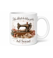 Dikiş Makinesi Desenli Kupa Dikiş Diken Kadınlara Özel Hediye Bardak