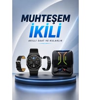 Mey İthalat® Dijital Göstergeli Bluetooth Kulaklık ve Bildirim Görebilen Akıllı Saat Alarm ve Titreşim